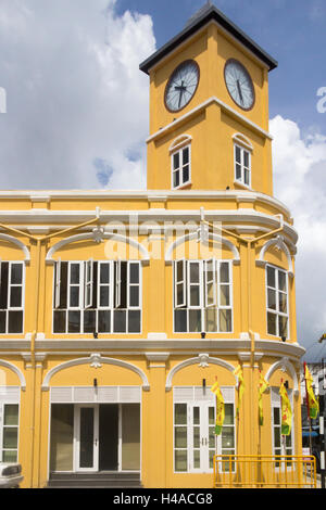 The newly restored former police station on the corner of Phang Nga road and Phuket road in old Phuket Town, Thailand Stock Photo