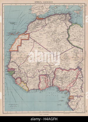 AFRICA. French West Africa. Rio de Oro Rio Muni Nigeria. BARTHOLOMEW 1944 map Stock Photo