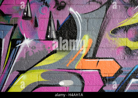 Graffiti detail on a stone wall, Germany, North Rhine-Westphalia, Düsseldorf Stock Photo