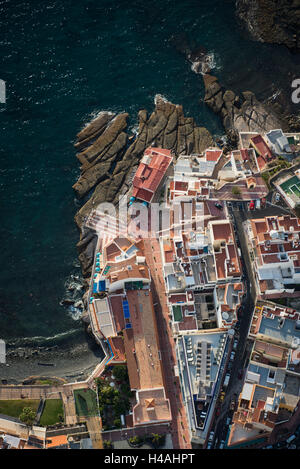 Tenerife, La Caleta, aerial picture, beach, the Atlantic, sea, promenade, hotels, hotel complex, block of apartments, province Santa Cruz de Tenerife, Canary Islands, Spain Stock Photo
