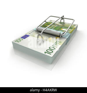 Euro mousetrap, background white, Stock Photo