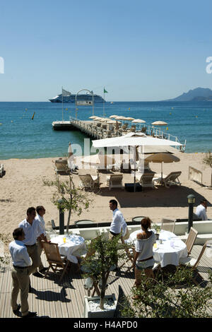 France, Cote d'Azur, Cannes, beach in the promenade boulevard de la Croisette, Stock Photo