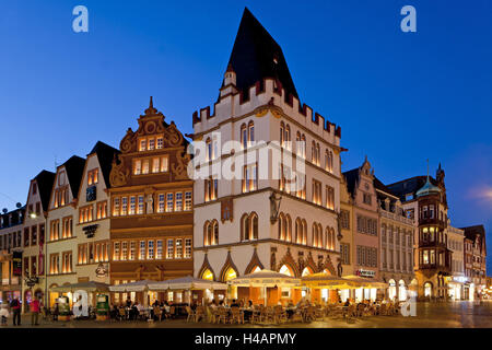 Germany, Rhineland-Palatinate, Trier, marketplace, Steipe in the evening, Stock Photo