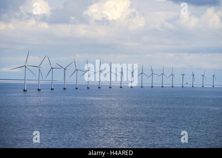 Denmark, wind park in the Öresund, Copenhagen Stock Photo