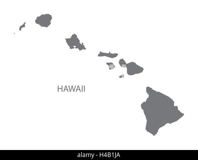 Hawaii USA Map in grey Stock Vector