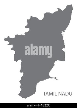 Tamil Nadu india grey map illustration Stock Vector