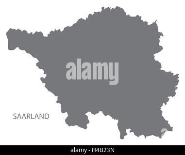 Saarland Germany Map grey Stock Vector