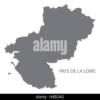 Pays de la Loire France Map grey Stock Vector