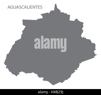 Aguascalientes Mexico Map grey Stock Vector