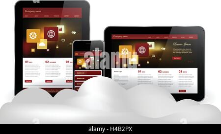 Cloud computing concept on Tablet computer and smartphone Stock Vector