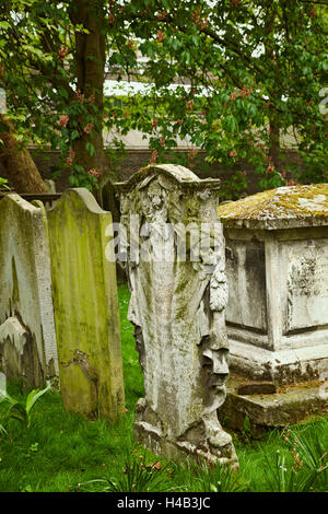 Cemetery, gravestone, trees, inscription Stock Photo