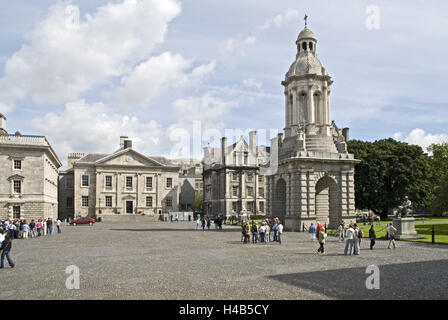 Ireland, Dublin, Trinity college, Parliament Square, Campanile, in 1853, Dining sound, in 1760, person Stock Photo