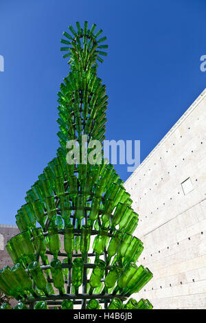 Sculpture made of glass bottles, Museu Coleção Berardo, museum for modern and contemporary art, collection Joe Berardo, Belem, Lisbon, Portugal, Stock Photo