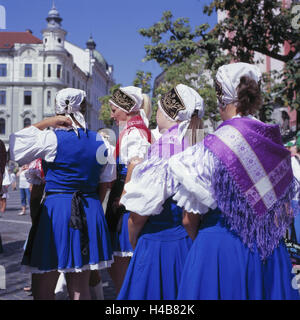 Slovenia, Ljubljana, women in traditional costume, Stock Photo