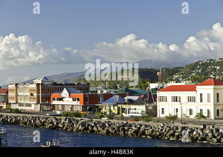 The Caribbean, Dominica, Roseau, view from the town, Stock Photo