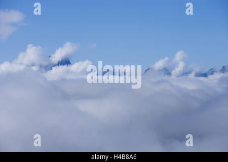 Mountaintop, nebulous clouds, Stock Photo