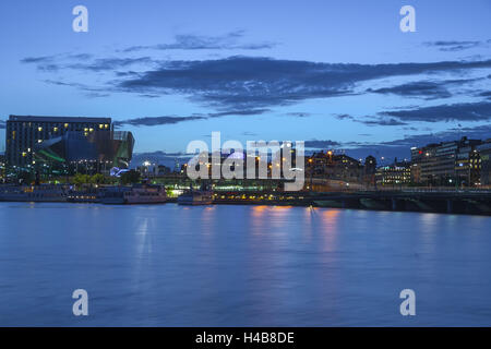 Sweden, Stockholm, view to the north, Strömgatan, World Trade centre and congressional centre at night Stock Photo