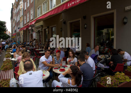 Sidewalk cafe on Dluga Street in Old Town Gdansk, Poland. Stock Photo