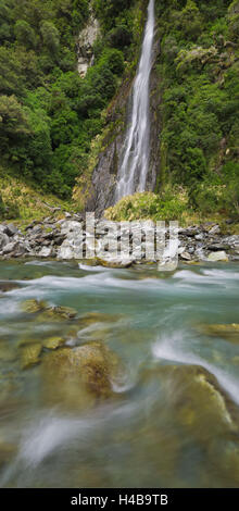Thunder Creek Falls, Mount Aspiring National Park, Hating passport, west Coast, south Island, New Zealand Stock Photo