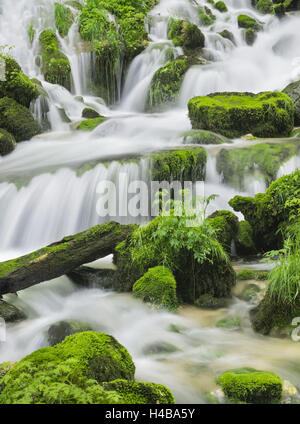 Waterfall detail, Cirque de la Consolation, Doubs, France Stock Photo