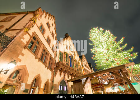Germany, Hesse, Frankfurt on the Main, Römer with Christmas fair at dusk Stock Photo