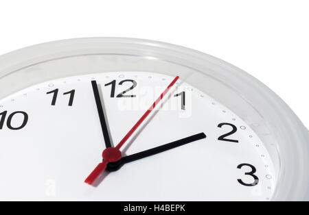 Modern clock with second hand just before deadline isolated Stock Photo