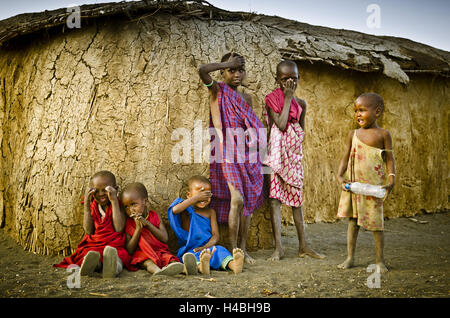 Africa, East Africa, Tanzania, Lake Natron, Maasai, children, Stock Photo