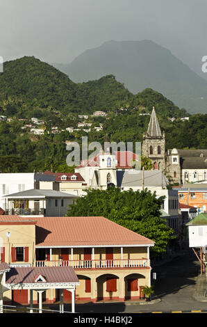 The Caribbean, Dominica, Roseau, view from the town, Stock Photo