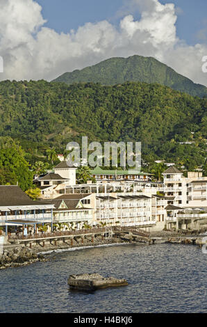 The Caribbean, Dominica, Roseau, view from the town, Stock Photo