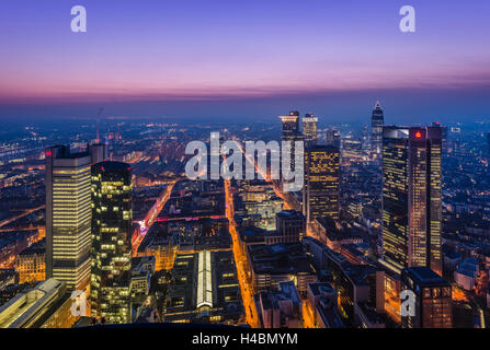 Germany, Hessen, the Rhine Main region, Frankfurt am Main, city centre, area around the main station and bank quarter, view from the Main Tower Stock Photo