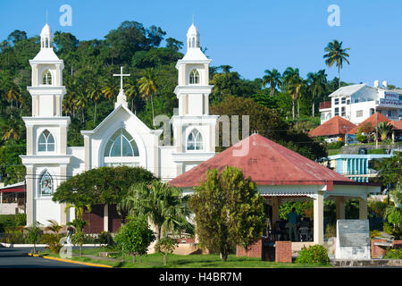 The Dominican Republic, peninsula Samana, Santa Barbara de Samana, new and old church Stock Photo