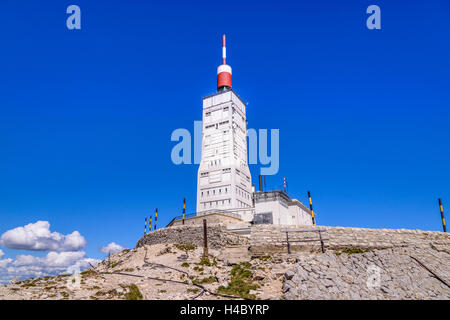 France, Provence, Vaucluse, MalaucÞne, Mont Ventoux, summit with transmitting station Stock Photo