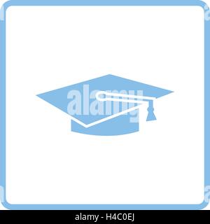 Graduation cap icon. Blue frame design. Vector illustration Stock ...