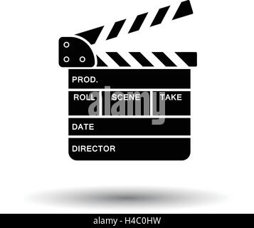 Clapperboard icon. White background with shadow design. Vector illustration. Stock Vector