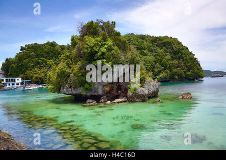 Limestone island in Koror, Koror Island, Republic of Palau, Micronesia, Pacific Ocean Stock Photo