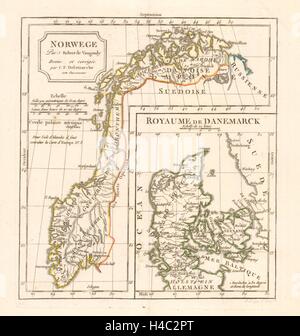 Norwege / Royaume de Danemarck by C.F. Delamarche. Norway & Denmark 1806 map Stock Photo