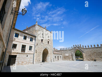 Tower of Alfonso XI and part of the former City Walls at the Abbey of Santa Maria la Real de Las Huelgas, a monastery of Cisterc Stock Photo