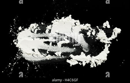 white powder isolated on black background Stock Photo
