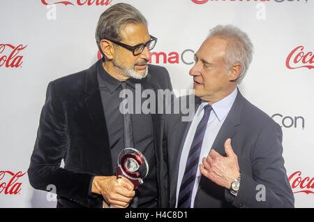 Jeff Goldblum and Brent Spiner, Ensemble of the Universe Award for 'Independence Day: Resurgence' on the red carpet before the CinemaCon Big Screen Achievement Awards at OMNIA Night Club in Caesars Palace on March 14th, 2016 in Las Vegas, NV. Stock Photo