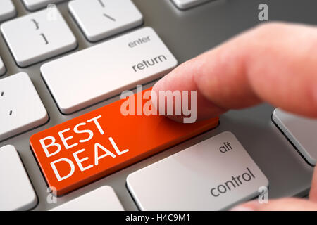 Hand Finger Press Best Deal Keypad. 3D. Stock Photo