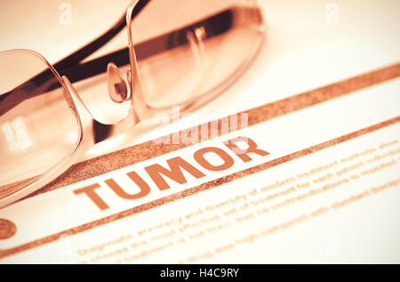 Tumor. Medical Concept on Red Background. 3D Illustration. Stock Photo