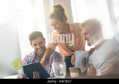 Young business people working at office on new project Stock Photo