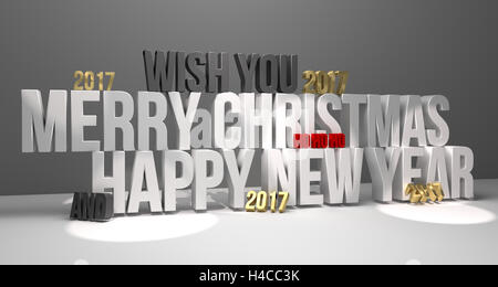 Merry christmas and happy new year 3d render Stock Photo