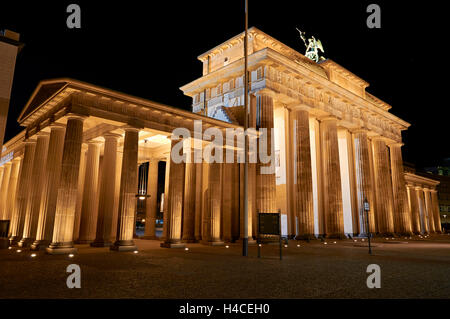 The Federal Republic of Germany, Berlin, the Brandenburg Gate, quadriga, night shot Stock Photo