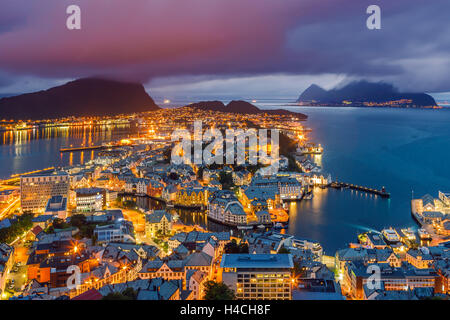 Alesund is a city and municipality in Møre og Romsdal on the west coast of Norway. Stock Photo