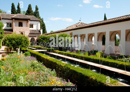 Fountains of Generalife Palace in the Alhambra - Granada - Spain Stock Photo