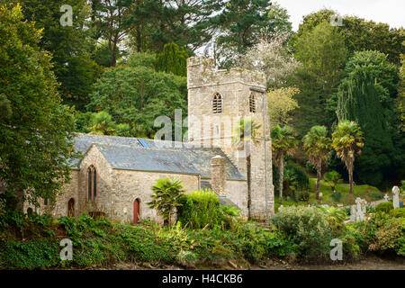 British churches - St Just in Roseland church UK, Roseland Peninsula, Cornwall, England, UK Stock Photo