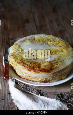 Rice and chinese cabbage timabale Stock Photo
