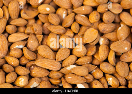 Almonds, Prunus dulcis var., from above, notch Stock Photo
