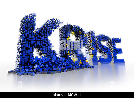 3D-word 'CRISIS' in blue with yellow stars from the EU flag in front of white background Stock Photo